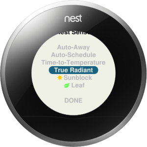 Photo of Nest Learning Thermostat menu of settings
