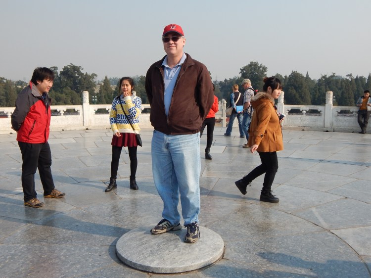 Steve Jong standing on the altar of the Temple of Heaven, Beijing, China, November 2014